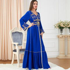 Abaya Women's Arab Dress Embroidered Crew Neck Dress 3250 - Hiychic