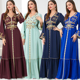 Abaya Women's Arab Dress Embroidered Crew Neck Dress 3250 - Hiychic