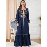 Abaya Women's Arab Dress Embroidered Crew Neck Dress 3250 - Hiychic