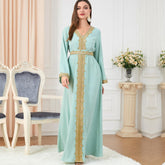 Arab middle-aged robe Muslim solid dress 3252 - Hiychic