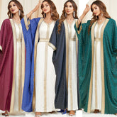 Arab Robe Abaya Women's V-neck Long Sleeve Muslim Two-Piece Dress 3319 - Hiychic