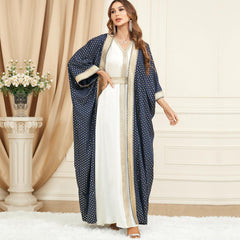Arab Robe Abaya Women's V-neck Long Sleeve Muslim Two-Piece Dress 3319 - Hiychic
