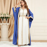 Arab Robe Abaya Women's V-neck Long Sleeve Muslim Two-Piece Dress 3319 - Hiychic