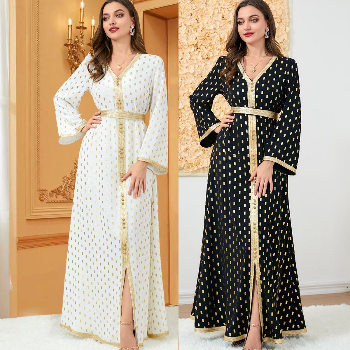 Arab Women's Muslim Long Dress Bronzing Dress 3194 - Hiychic
