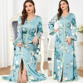 Arabic Dress Print stitching Abaya Dress 3280 - Hiychic