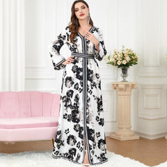 Djellaba Printed Patchwork Abaya Dress - Hiychic