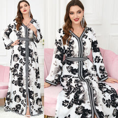Djellaba Printed Patchwork Abaya Dress - Hiychic