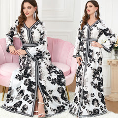 Djellaba Printed Patchwork Abaya Dress - Hiychic