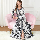 Djellaba Printed Patchwork Abaya Dress - Hiychic