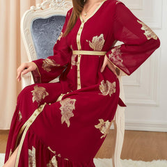 Muslim Abaya Long Sleeve Printed Dress 3203 - Hiychic