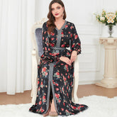 Muslim Abaya Printed Long Sleeve Dress 3303 - Hiychic