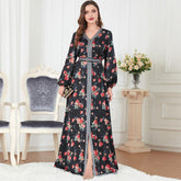 Muslim Abaya Printed Long Sleeve Dress 3303 - Hiychic