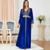 Muslim Absence Autumn/Winter Embroidery Knitted Dress Velvet Dress 3247. - Hiychic