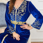 Muslim Absence Autumn/Winter Embroidery Knitted Dress Velvet Dress 3247. - Hiychic