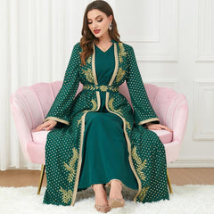 Muslim East Fashion Two-Piece Suit Maxi Dress 3145. - Hiychic