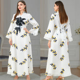 Muslim Embroidered Maxi Dress Abaya Dress 3181 - Hiychic