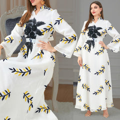 Muslim Embroidered Maxi Dress Abaya Dress 3181 - Hiychic