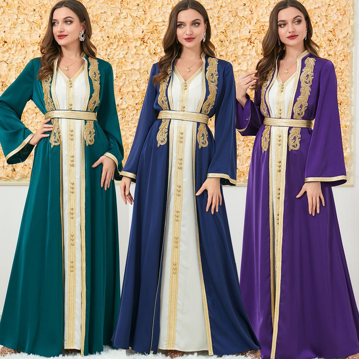 Muslim Fashion Abaya Two-Piece Long Dress 3189 - Hiychic
