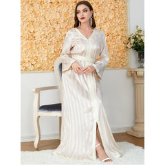 Muslim Fashion Arab Long Dress V-neck Dress 3290 - Hiychic