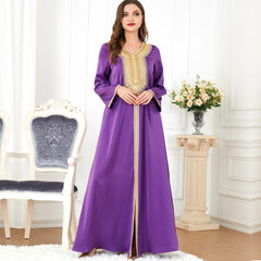 Muslim Fashion Loose Dress Abaya Beaded Robe 3288. - Hiychic