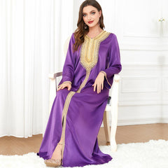 Muslim Fashion Loose Dress Abaya Beaded Robe 3288. - Hiychic