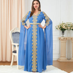 Muslim Fashion Women's Abaya Embroidered Chiffon Dress 3229. - Hiychic