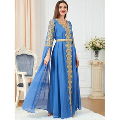 Muslim Fashion Women's Abaya Embroidered Chiffon Dress 3229. - Hiychic