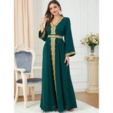 Muslim Fashion Women's Dress Embroidered Abaya Robe 3252 - Hiychic