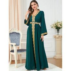 Muslim Fashion Women's Dress Embroidered Abaya Robe 3252 - Hiychic