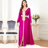 Muslim FashionDress V-neck Abaya Robe - Hiychic
