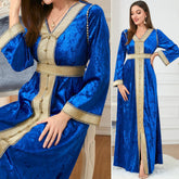 Muslim High-End Pleuche Age Solid Dress - Hiychic