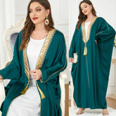 Muslim Middle East Loose Batwing Sleeve Dress Dark Green 3211 - Hiychic