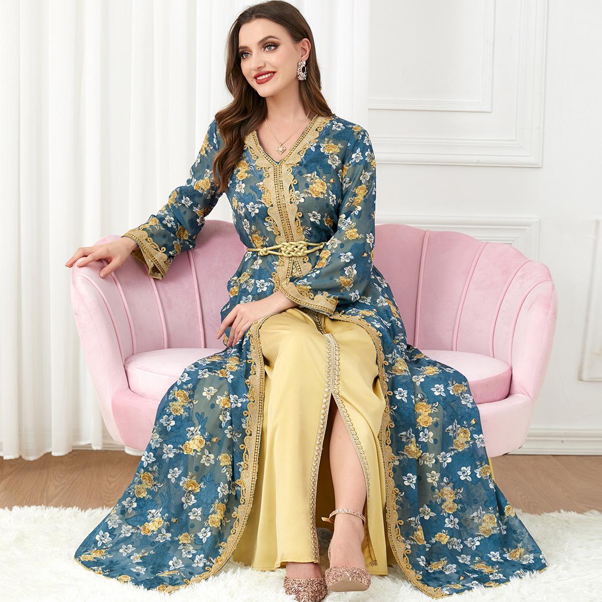 Muslim Muslim Robe Two-Piece Dress 3305 - Hiychic