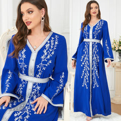Muslim Robe Loose Embroidered Dress Long Sleeve Dress 3144 - Hiychic