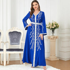 Muslim Robe Loose Embroidered Dress Long Sleeve Dress 3144 - Hiychic