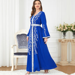 Muslim Robe Loose Embroidered Dress Long Sleeve Dress 3144 - Hiychic