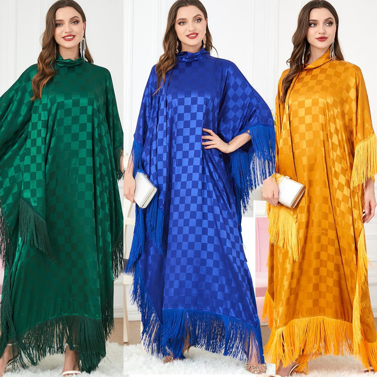 Muslim Robe Stitching Batwing Sleeve Dress 3294 - Hiychic