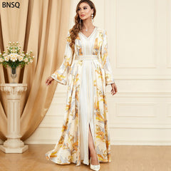 Muslim Robe Two-Piece Printed Dress 3331 - Hiychic