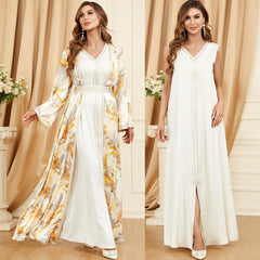 Muslim Robe Two-Piece Printed Dress 3331 - Hiychic