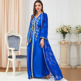 Muslim Robe V-neck Two-Piece Suit Abaya Dress 3236 - Hiychic