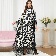Muslim Stitching Abaya Batwing Sleeve Dress 3222 - Hiychic