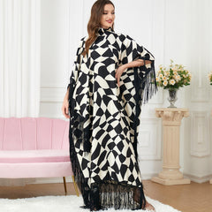 Muslim Stitching Abaya Batwing Sleeve Dress 3222 - Hiychic