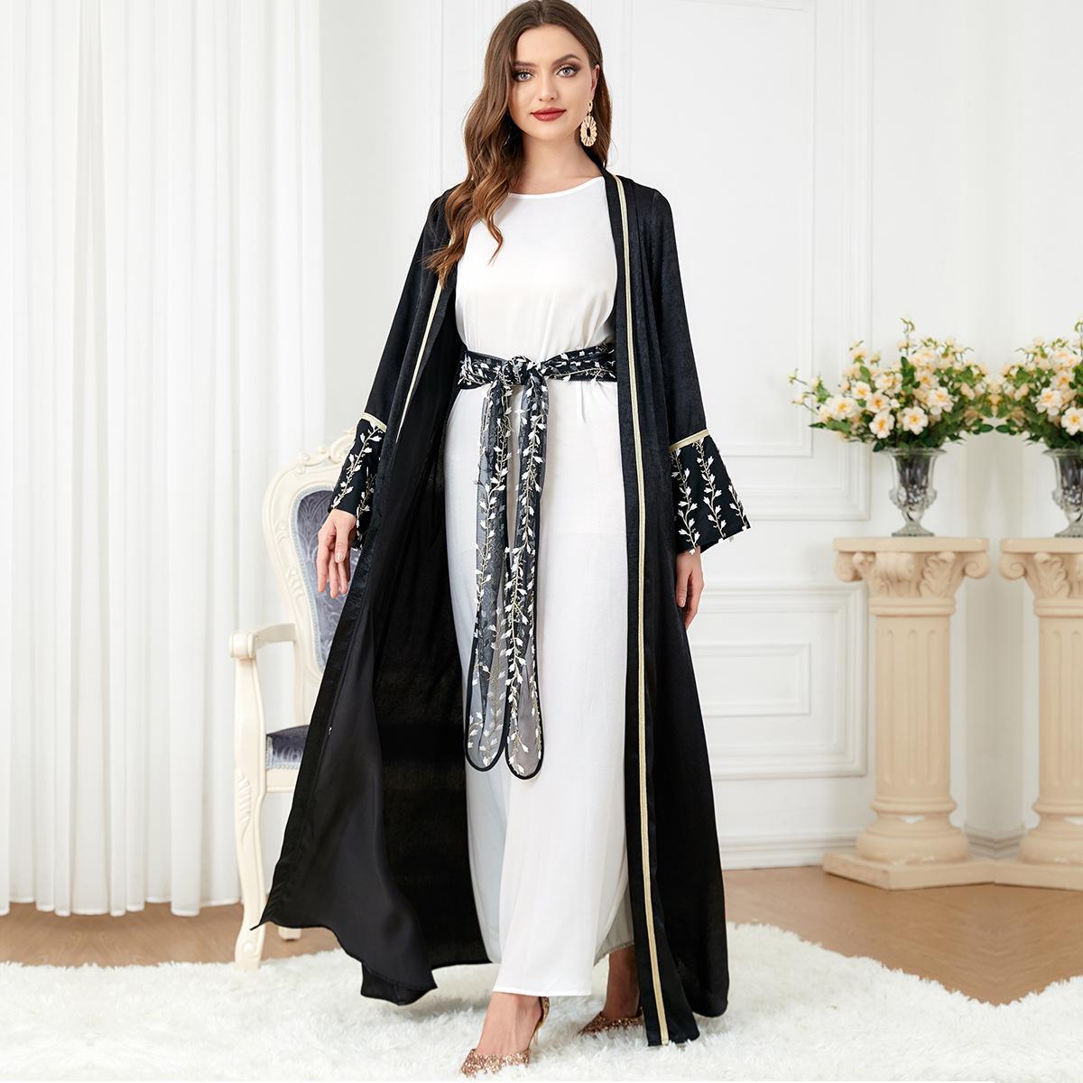 Muslim Two-Piece Set Middle East Long Sleeve Abaya Dress 3225 - Hiychic