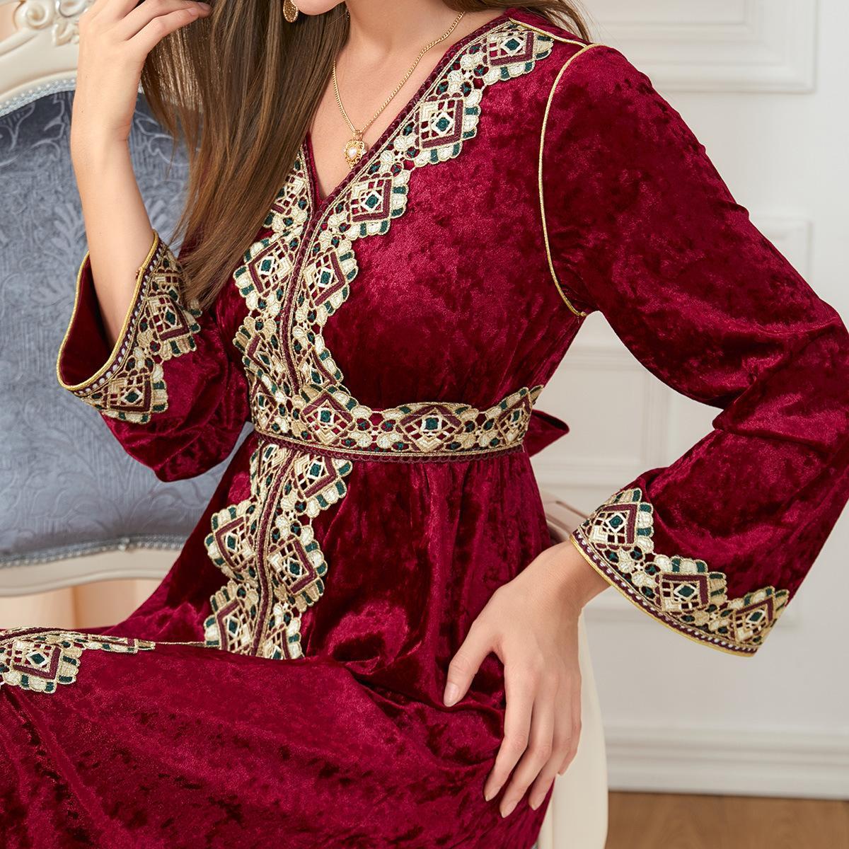 Muslim V Collar Knitted Dress Big Dress 3258. - Hiychic