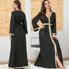 Muslim Women's Wear Abaya Bronzing Dress 3194 - Hiychic