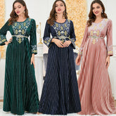 Muslim Women's Wear Embroidery round-Neck Long-Sleeved Dress 3261 - Hiychic