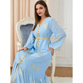 Muslim Women's Wear Summer Dress Printed Dress Women's Pleated Skirt 3203 - Hiychic