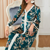 Printed Elegant Dress Muslim Abaya Southeast Asian Maxi Dress 3210 - Hiychic