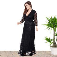 Plus Size 3XL-5XL Evening Dress Black Lace Dress SQ055