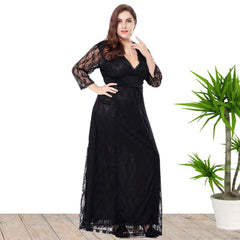 Plus Size 3XL-5XL Evening Dress Black Lace Dress SQ055